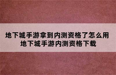 地下城手游拿到内测资格了怎么用 地下城手游内测资格下载